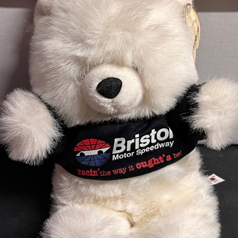 NWT Aurora‎ World Aurora Bristol Speedways Stuffed Cream Bear Black Shirt 13"